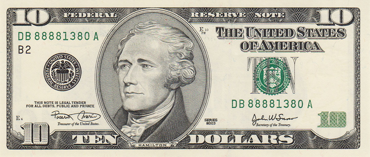Ten dollar bill — the total cost of a Box license